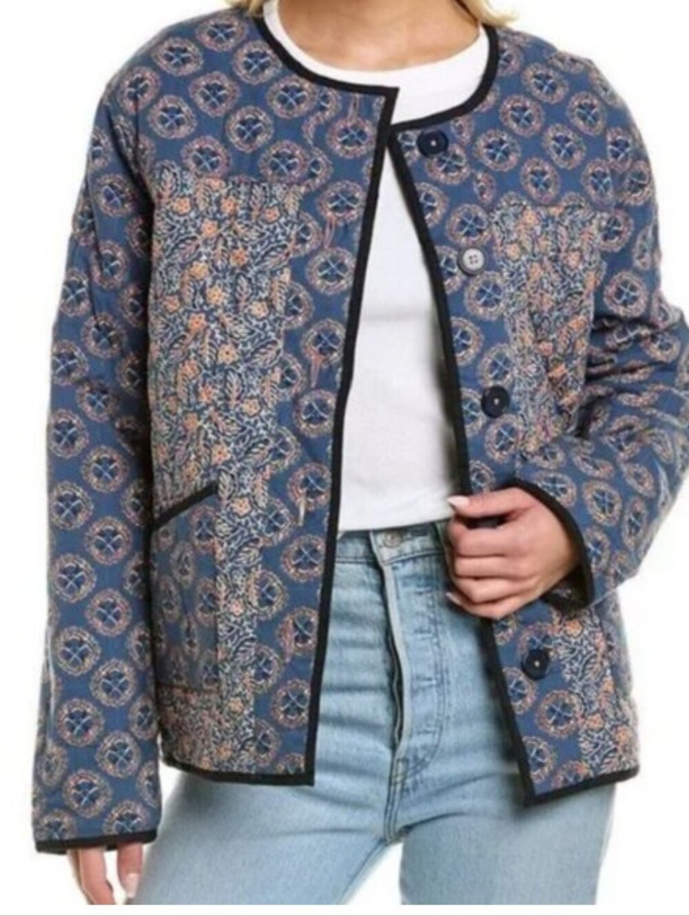 Roller Rabbit Quilted Button Front Cotton Jacket Size Large